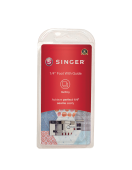 250051903 1/4 inch voet met geleider rechts . SINGER Naai nauwkeurig de naadtoeslagen van 1/4 "door de rand van de stof te bekleden met de metalen geleider aan de zijkant van de naaivoet. Begin en eindig gemakkelijk 1/4 "vanaf de rand van uw stof wanneer u rode markeringen op de voet gebruikt als richtlijn. 250051903